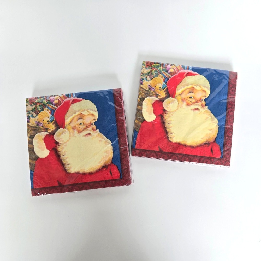 NEW Vintage 36 Luncheon Dinner Napkins Santa Sealed NOS 13 x 13 Made in USA‎ NIP